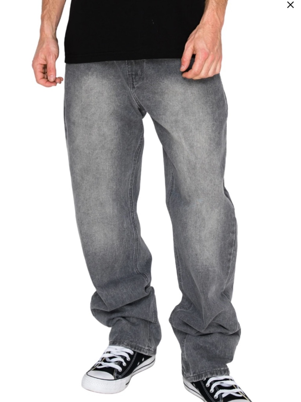 Men's Washed Grey Straight Jeans